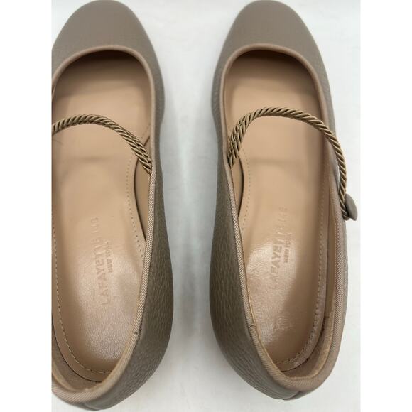 Lafayette 148 New York Mary Jane ballet flat twisted rope strap Tan Calfskin - Picture 5 of 9